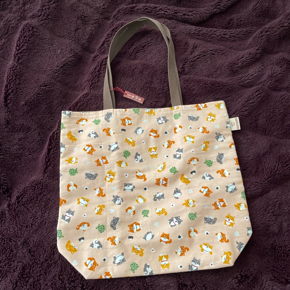 NWT Cute Shiba Inu Dog Print Tote Bag JAPAN
